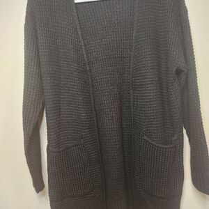 Zesica Waffled Knit Open Front Sweater Cardigan  Black Women’s Size Small